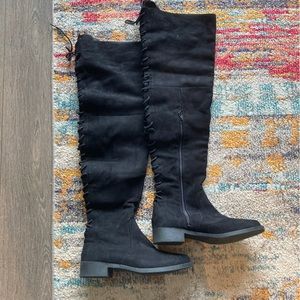 NWOT Over the knee faux suede lace up boots